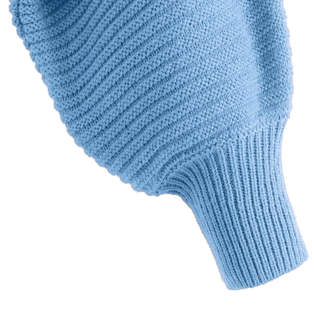 Женский Асимметричный укороченный свитер ZAFUL Однотонный с v-образным вырезом