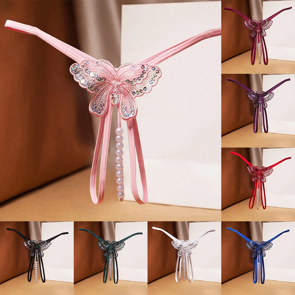 

Uefezo Lingerie Femme Sexy Thong Pearl Transparent Underwear Women Sexy Ropa Interior Femenina Bow Underpants Women Panties