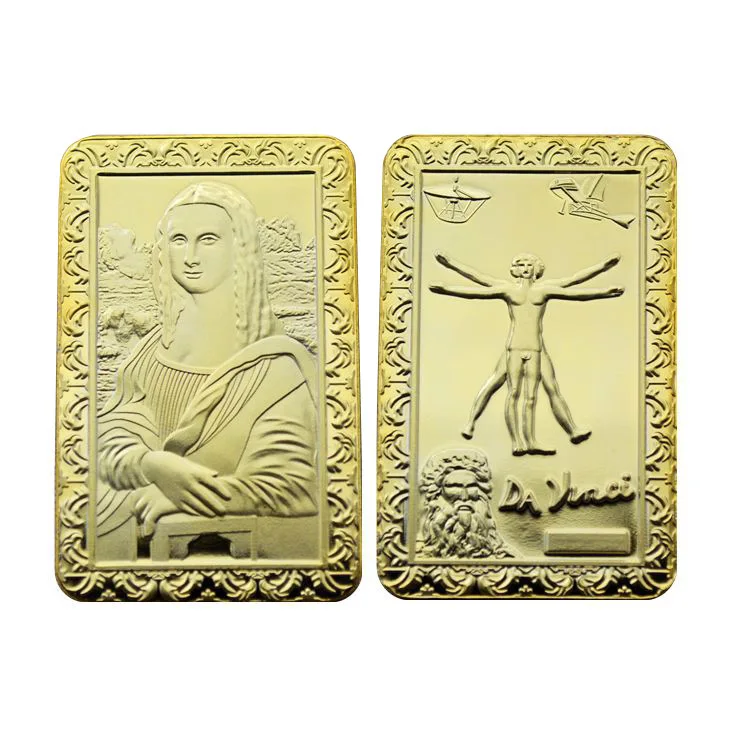 Леонардо да Винчи Мона лиса A1 унции 24 К позолоченный Иисус слитки слитка коммерат
