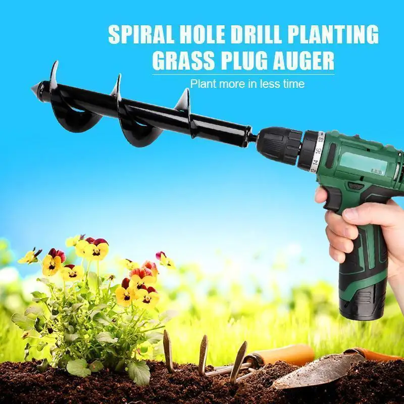

Spiral Hole Drill Planting Grass Plug Auger Drill Bit 8*30CM 4*45cm 4*22cm Gardening Bedding Planting Hole Digger Tool