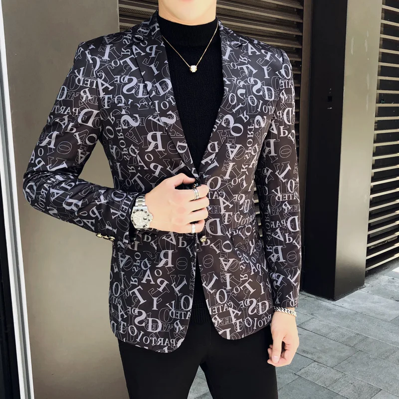 Весна 2020 роскошный мужской блейзер для свадьбы вечеринки сцены клуба с буквенным