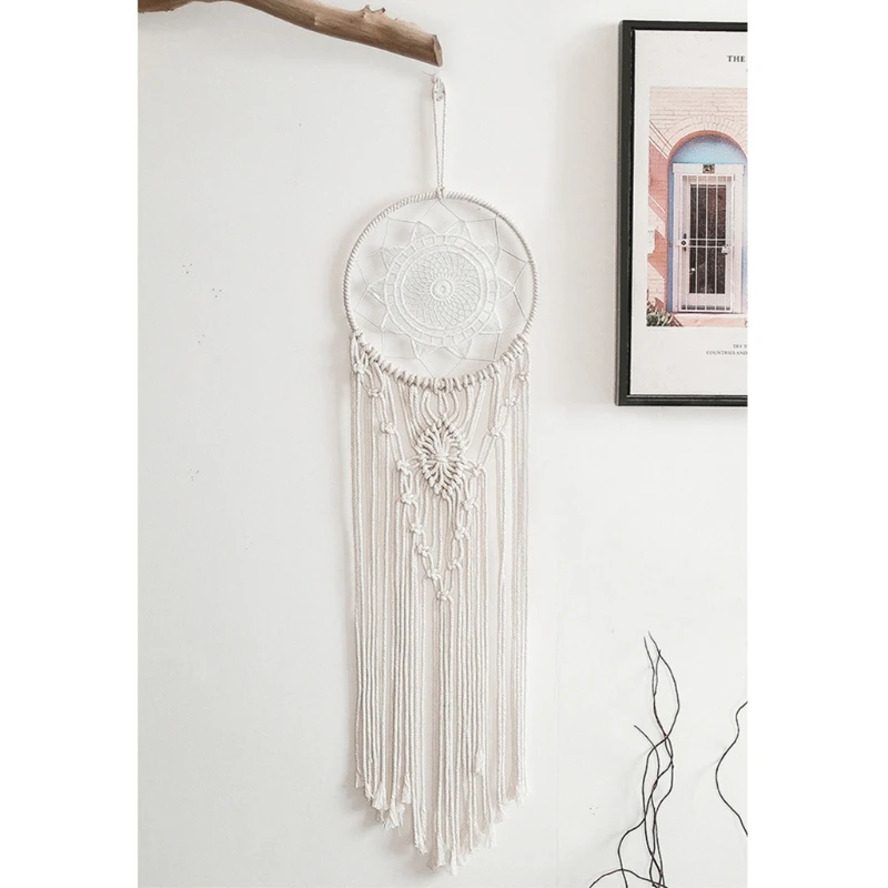 

DIY Beige Dream Catcher Boho Style Wall Hanging Home Decoration Craft Supplies Handcraft for Apartment Dorm Room Bedroom