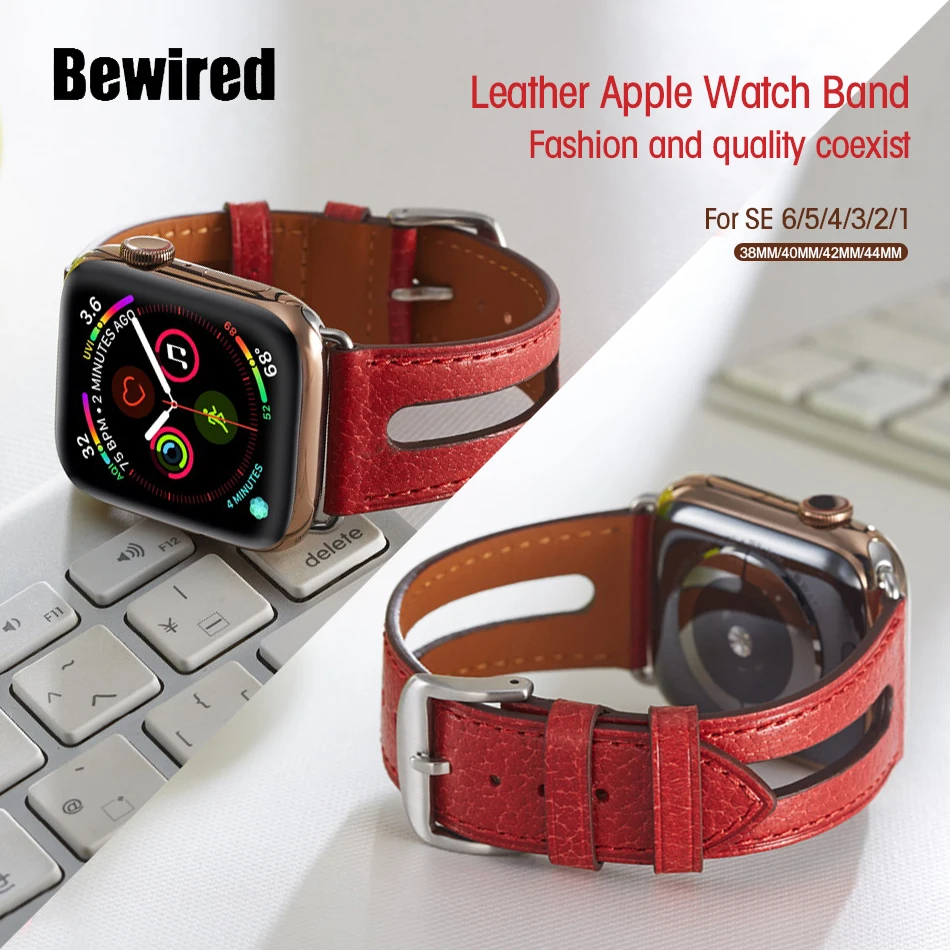 

Genuine Leather Watch Band For Apple Watch SE 6/5/4 40MM 44MM Sport Bracelet Strap For iWatch Series 1/2/3 38MM 42MM Wristbands
