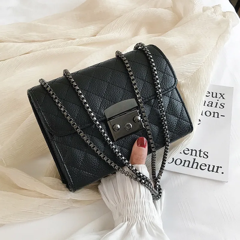 

Small Messenger Chain Bag For Women 2020 Pu Leather Ladies Black Crossbody Bags Designer Luxury Woman Summer Shoulder Modis