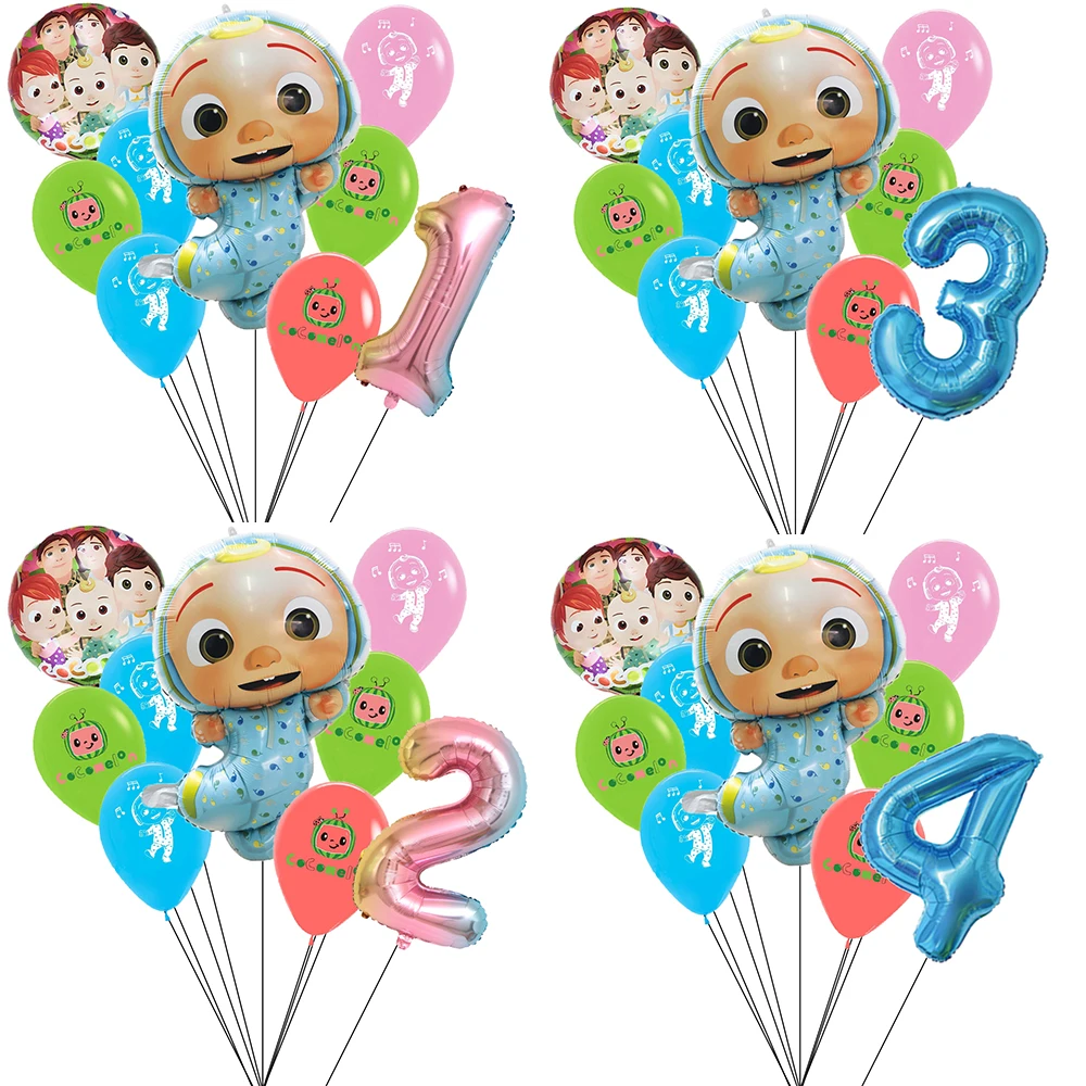 

Cocomelon Balloons Set with 32inch Foil Number Balloons Baby Happy Birthday Party Decoration TV Show Toys Foir Kids