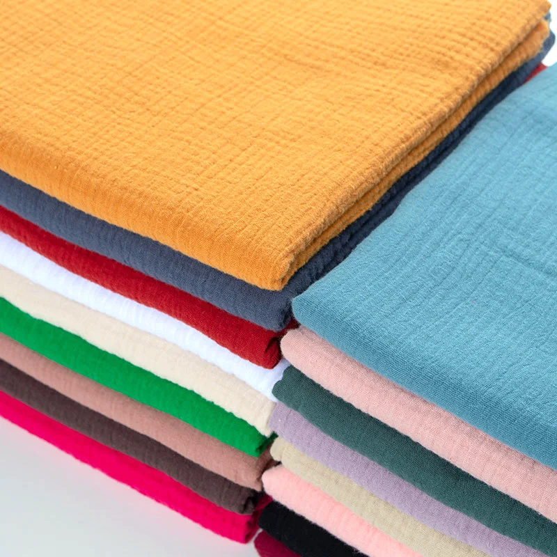 

50*130cm 26 Colors Fabric Drape Cotton And Linen Double Gauze Crepe Baby Clothes Fabric Ladies Skirt Sleepwear Fabrics