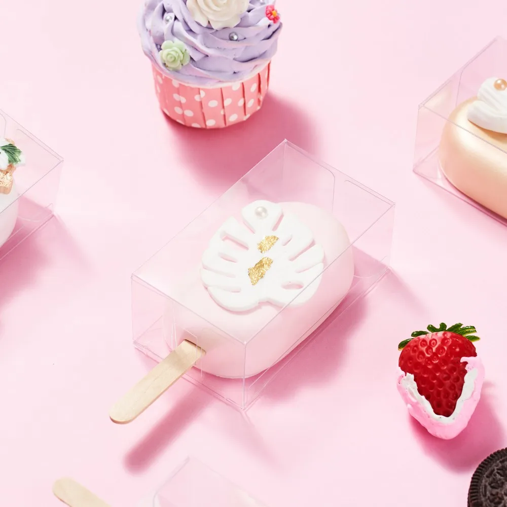 Cajas de pl&aacute;stico transparente con agujero para dulces, embalaje para Celebraci&oacute;n de beb&eacute;, recuerdo de fiesta de cumplea&ntilde;os-4