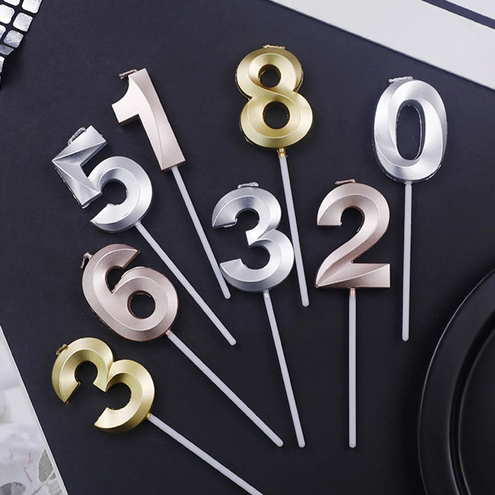 1PC Number 1 2 3 4 5 6 7 8 9 0 Gold Silver Champagne Color Cake Happy Birthday Decor Candles Party Baby Kids Gifts | Дом и сад