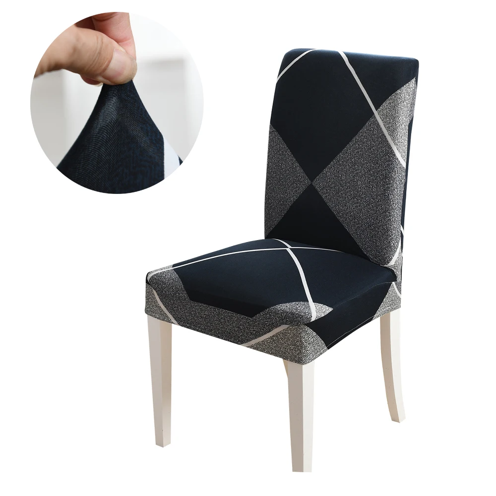 

YanYangTian Plaid Chair Cover Dining Room Banqueting Stretched Covers for Chairs Kitchen Spandex Elastic Chair Cover