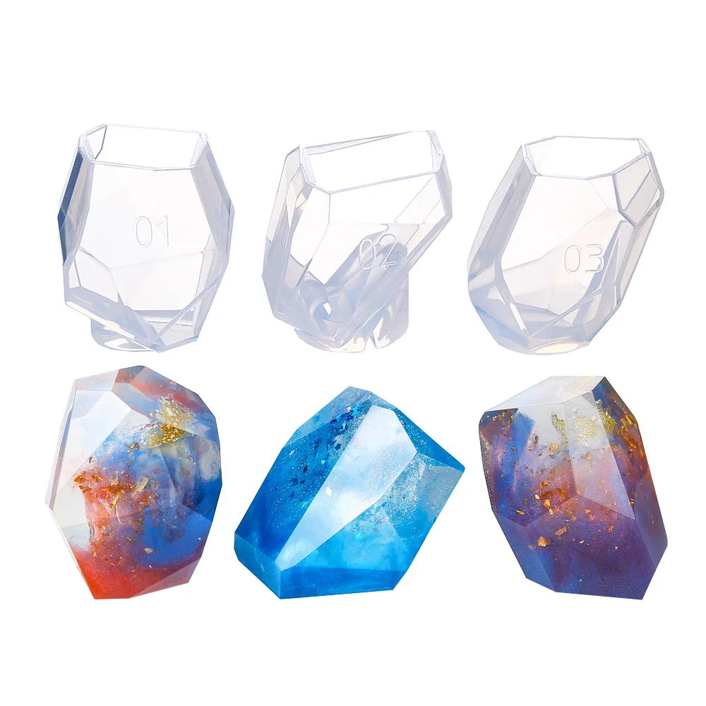 

DIY Crystal Epoxy Transparent Ore Scented Candle Abrasive Irregular Rhombohedral Face Silicone Mold Diffuser