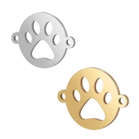 5pcslot stainless steel hollow animal footprint charm for diy jewelry making dog pet paw charms jewelry findings
