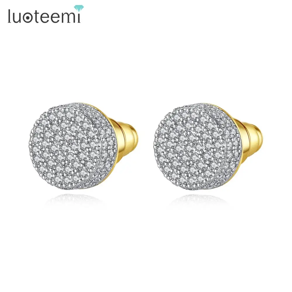 

LUOTEEMI New Elegant Small Round Stud Earrings for Women Fashion Jewelry Vintage Wedding Engagement Boucle D'Oreille Femme Gifts
