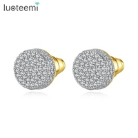 luoteemi new elegant small round stud earrings for women fashion jewelry vintage wedding engagement boucle doreille femme gifts