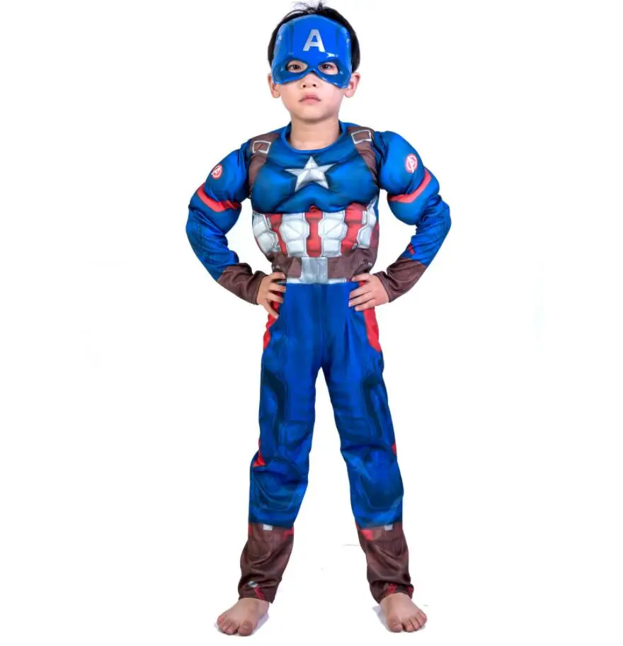 Костюм супергероя Мстителей для мальчиков и девочек детский Косплей Капитана