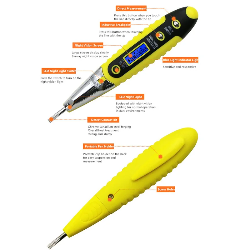 AC Power Outlet Voltage Detector Sensor Tester Electric Test Pen With Night Ligh Socket Wall Contact | Инструменты