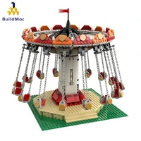 moc 36035 10257 compatible for swing ride friends amusement park blocks roller coaster figure model toys children girls