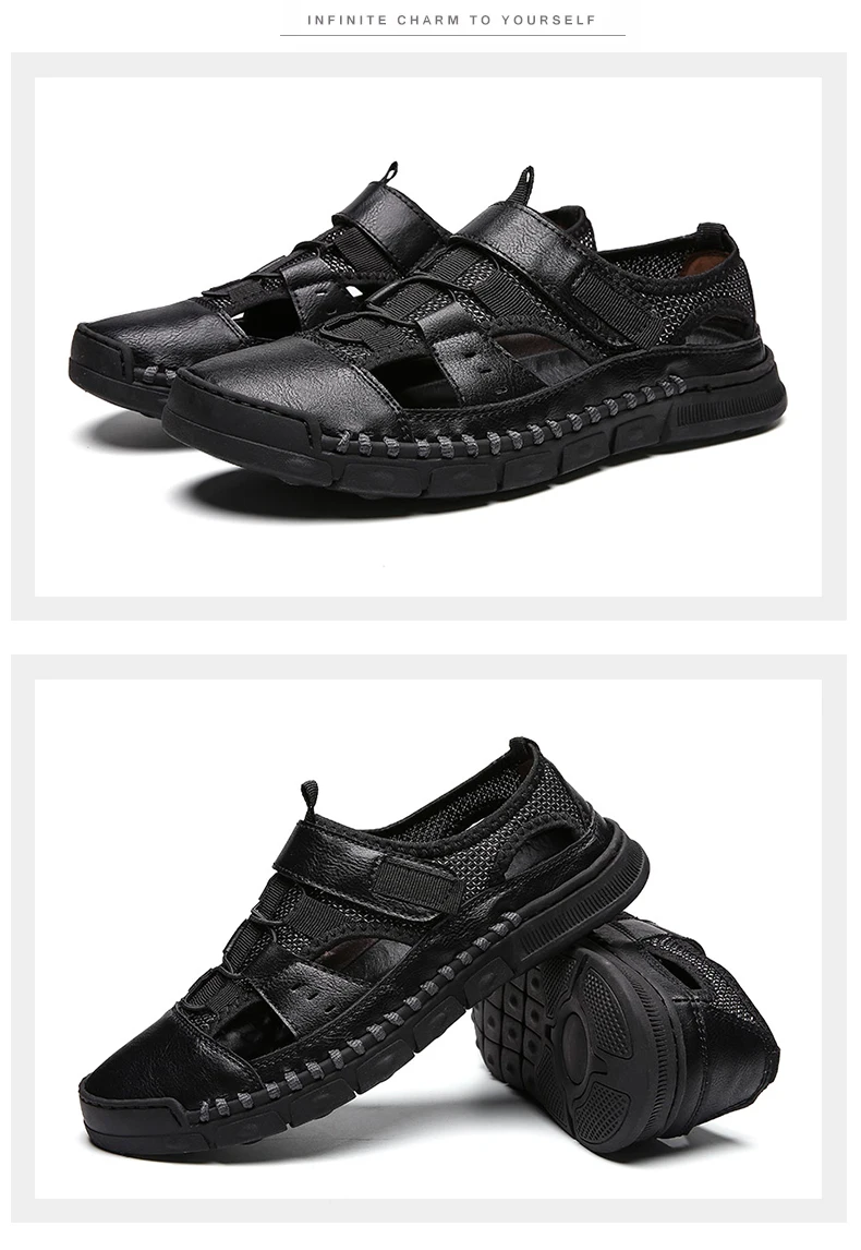 Brand New Fashion Summer Beach Breathable Men Sandals Genuine Leather Men's Sandal Man Causal Shoes Plus Size 38-46