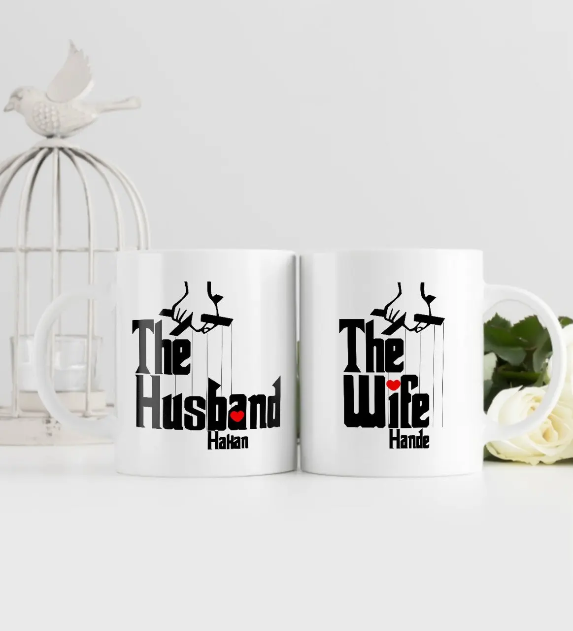 

На заказ, изготовление на заказ, мужу и жене, дизайн с двумя белая кружка Bardak-1