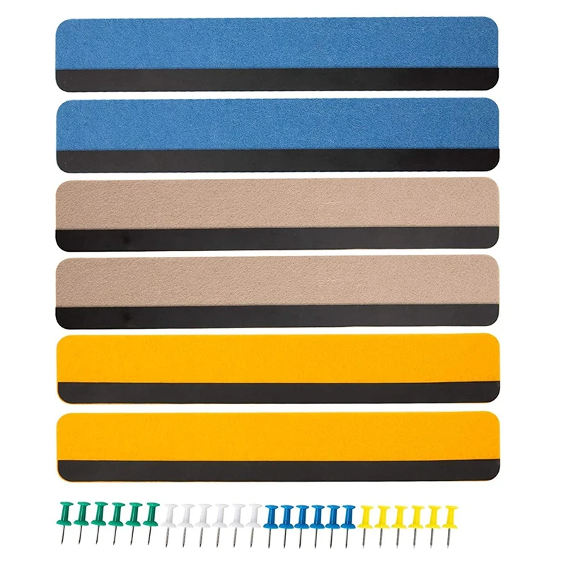 

6 Pack Color Combo Bulletin Board Strips Thick Adhesive Backed Magnetic Bulletin Bars for Home Office Memo Cork Board
