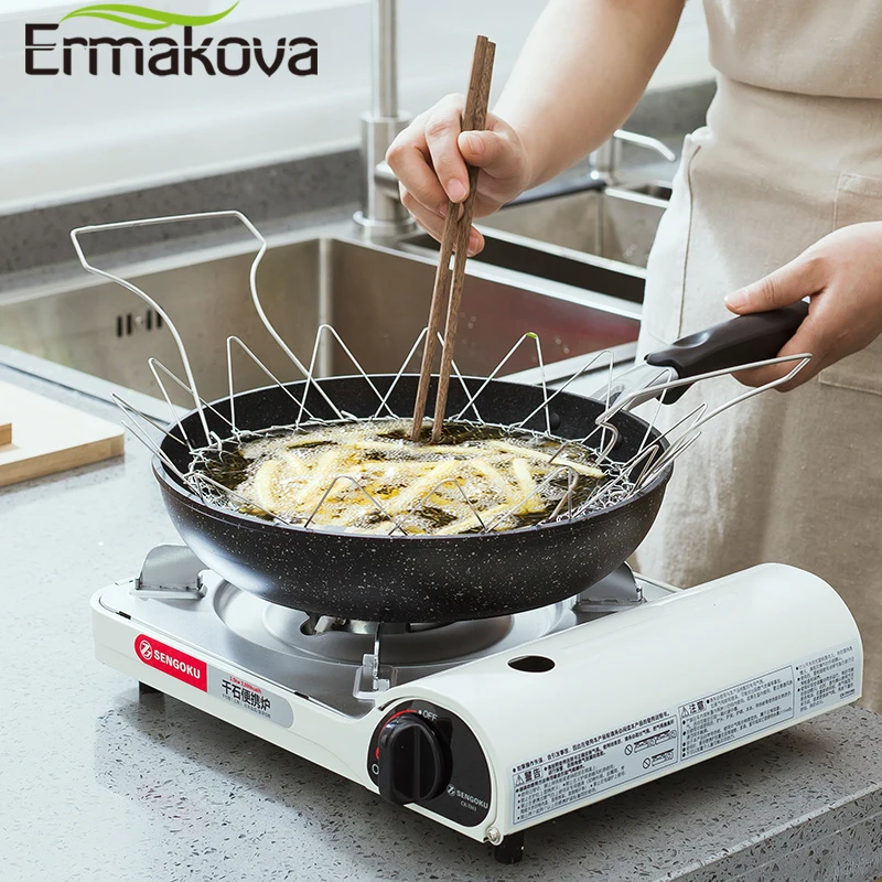 ERMAKOVA складной промывка паром напряжения Нержавеющая сталь жарочная Корзина