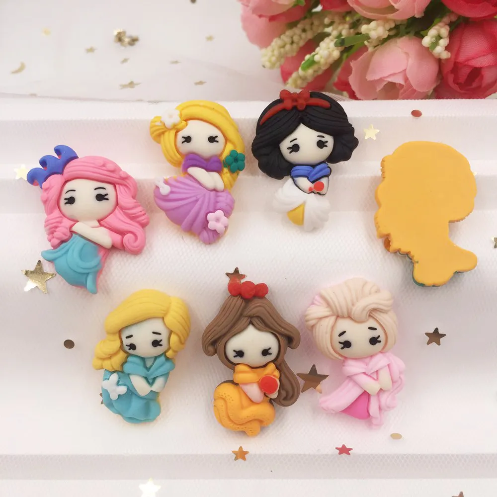 Ручная роспись смолы микс каваи красочные девушки плоская спинка камень Кабошон