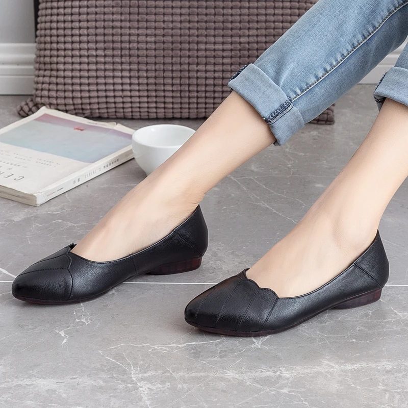 ZHUISE 2021 туфли на плоской подошве из натуральной кожи Женские лоферы Мягкие