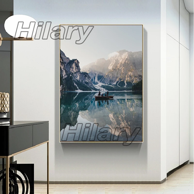 

Landscape Painting Poster Snow Mountain Reflection Hd Print Painting Poster Home Living Room and Bedroom Wall Art Decoration