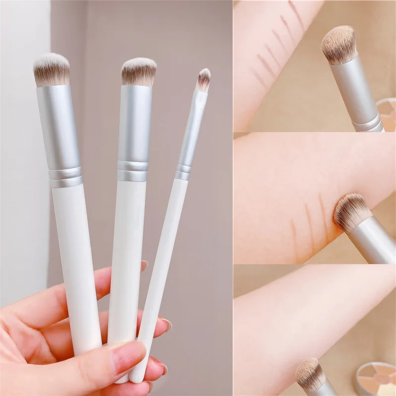 

3 Type White Concealer Makeup Brushes Round Precision Conceal Acne Marks Dark Circles Tongue Type Tear Ditch Brush Make Up Tools