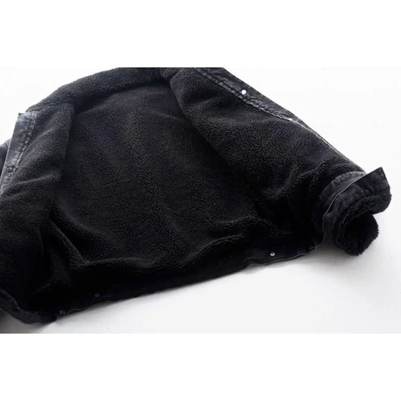 

Korean Winter Thick Warm Black Denim Jacket Women Outerwear Casual Loose Short Lamb Fur Liner Jeans Jacket Female Chaqueta Mujer
