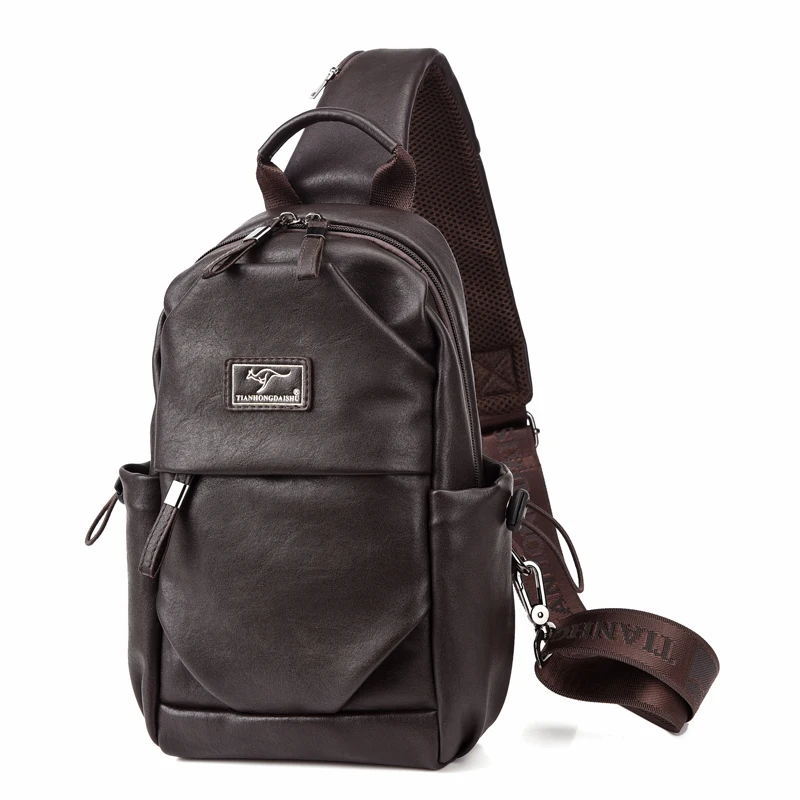 Роскошная брендовая мужская Сумка кенгуру кожаная нагрудная сумка для мужчин