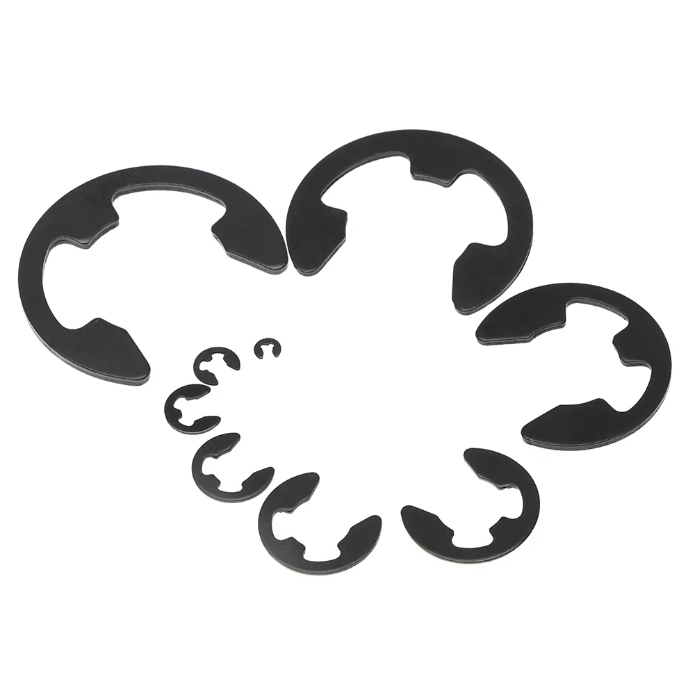 328 шт кольцо из двух вещей черно-Mn-Сталь шайба внешних стопорных E Тип пружинное