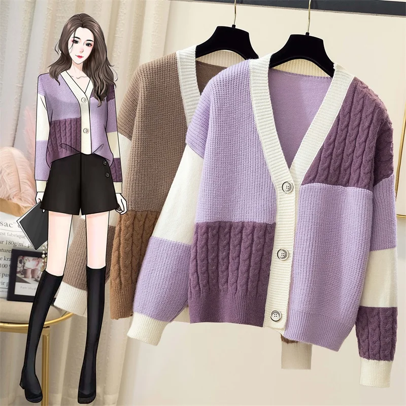 

Фиолетовый вязаный клетчатый