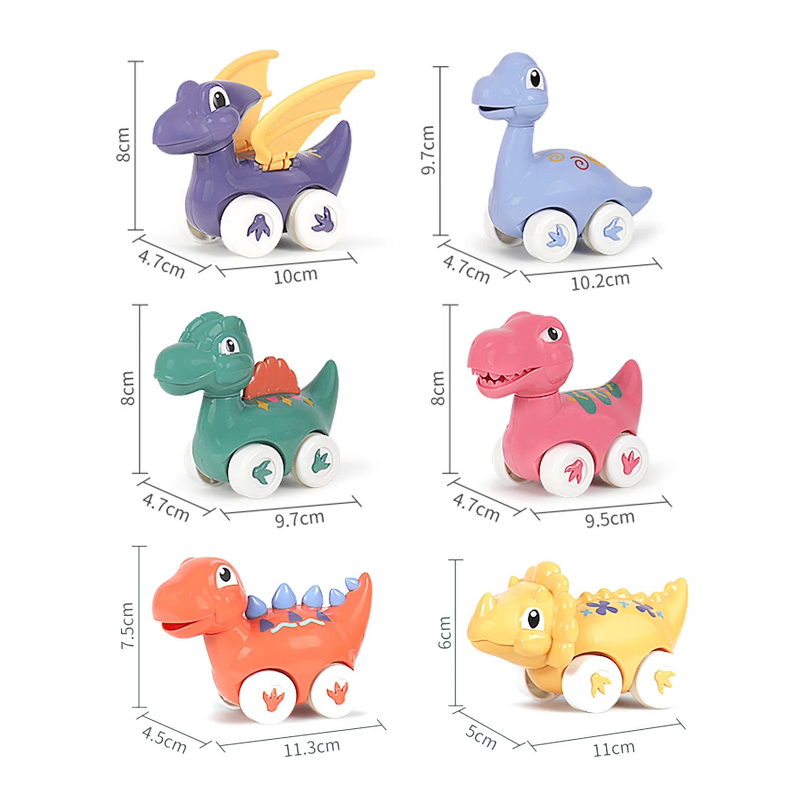 

6Pcs/Set Children Cute Dinosaur Shape Model Sliding Cars Kid Educational Puzzle Toy Gift