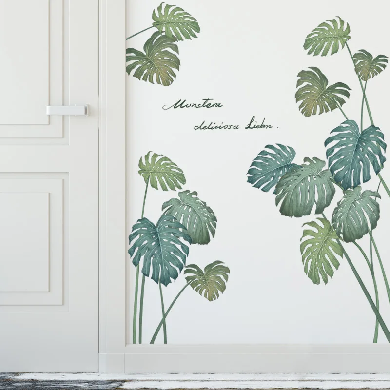 

Creative Green Leaf Decor Art PVC Removable Decals for Living room Bedroom Door Poster Mural DIY Wall Stickers