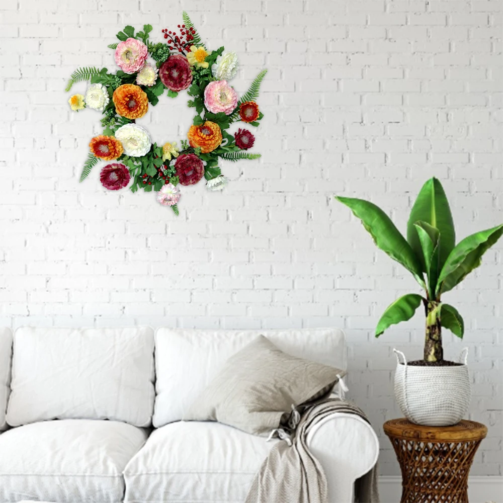 

Garland Home Decoration Artificial Flower Fake Wreath Daisy Ornament Wall Hanging Outer Diameter 50cm Door Wreaths