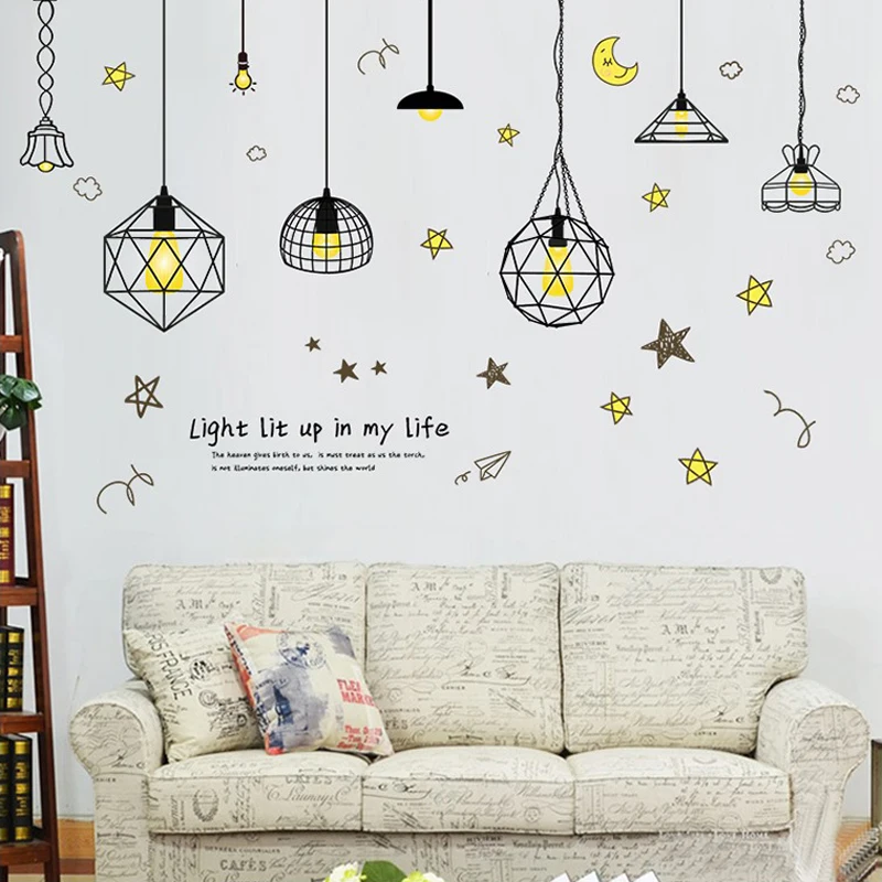 DIY геометрические настенные наклейки для люстры спальни гостиной детской