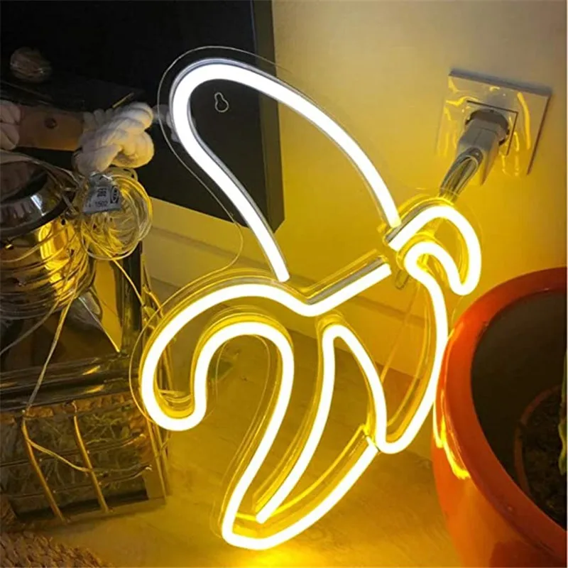 Neon Light Sign Banana Neon Signs  Neon Pub LED Neon Lights Art Wall Decorative for Room Wall Kids Bedroom Gift Party Bar Decor