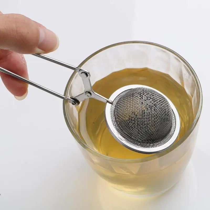 

Stainless Steel 4.5cm Handle Mesh Ball Tea Strainer Tea Infuser Spice Filter Squeeze Locking Spoon