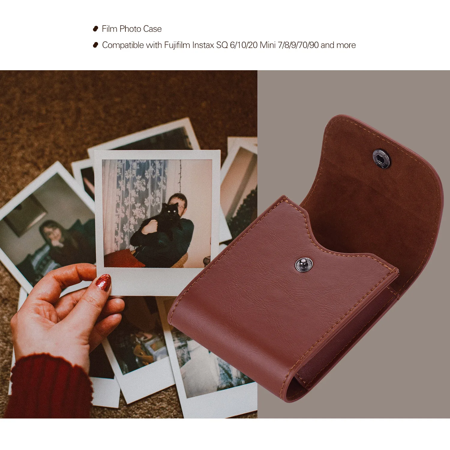 3.5 * 4 inch Film Photo Case Bag about 50 photos PU leather vintage style for Fujifilm Instax SQ 6/10/20 SQ20 Mini 7/8/9/70/90 |