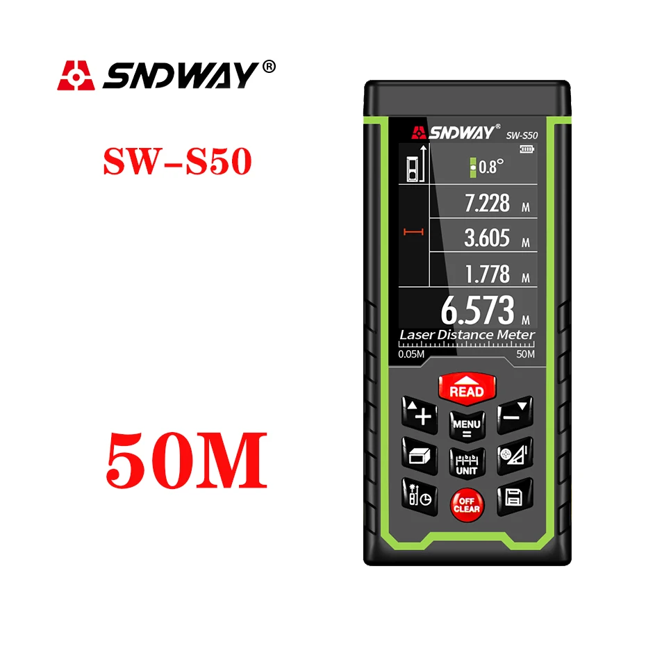 Лазер SNDWAY дальномер цветной ЖК лазерный 80 м 70 50 цифровая угловая линейка