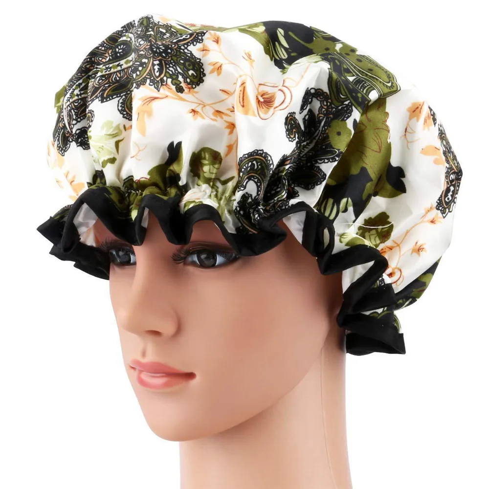 

Thickened Adult Double-layer Waterproof Bath Hat Double Layer Shower Hair Cover Women Supplies Shower Caps Bathroom Accessories
