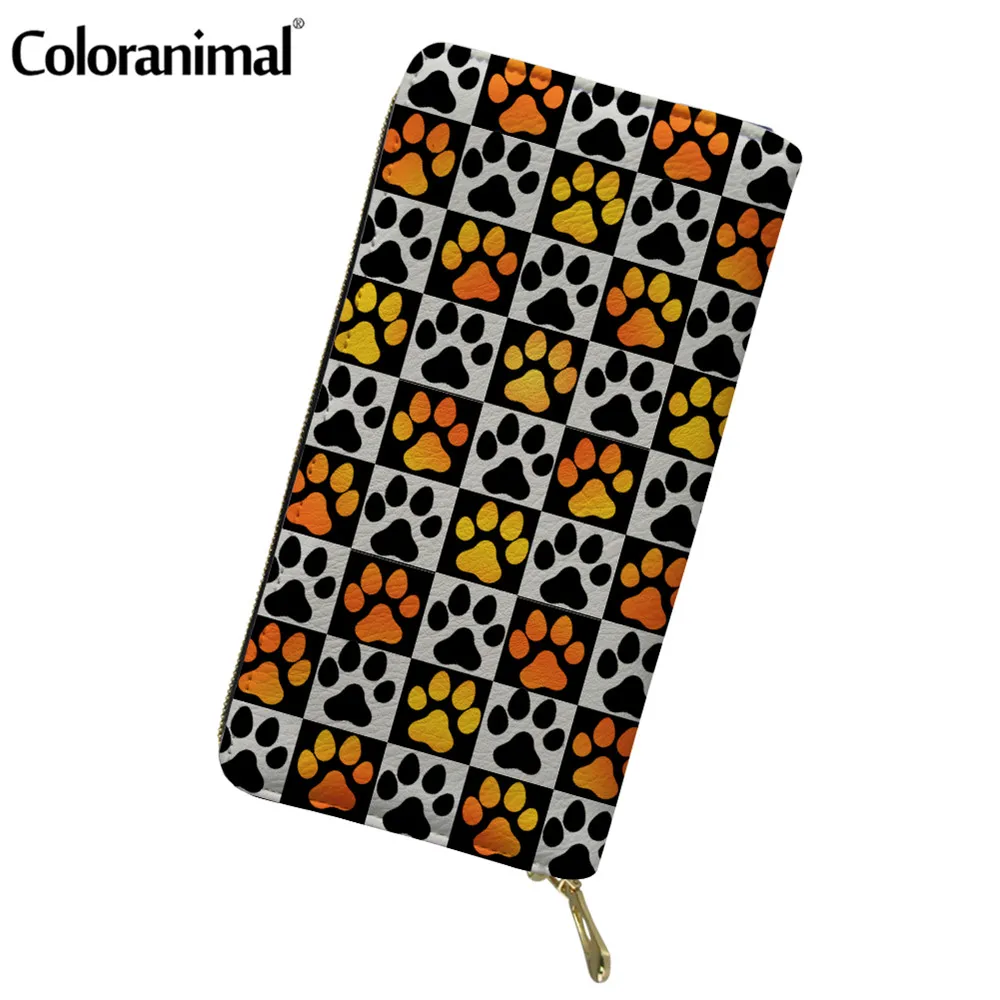 

Coloranimal Fashion Dog Paw Cartoon Pattern Ladies Tote Wallet Protable Casual Credit Card Holder PU Leather Mini Purse Bolsa