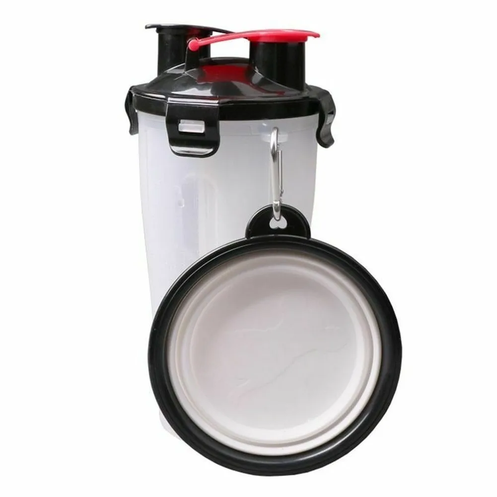 Портативный 2 в 1 домашнему животному Еда бутылка для воды с складной силиконовые