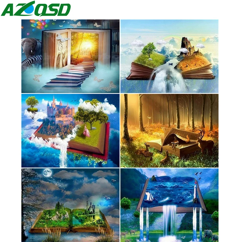 

AZQSD 5D Diamond Painting Book Full Drill Square Handicraft Diamond Embroidery Landscape Mosaic Needlework Home Decor