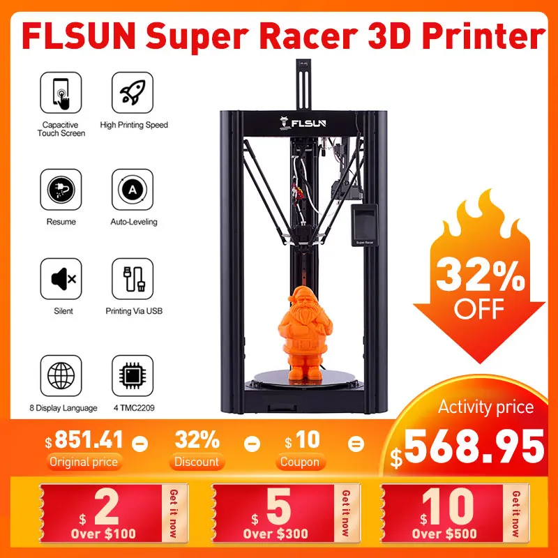 Preise FLSUN Super Racer 3D Drucker 260mmX330mm Druck Größe Schnelle Druck/Drei-achsen Gestänge Touchscreen Dual-Stick Extruder