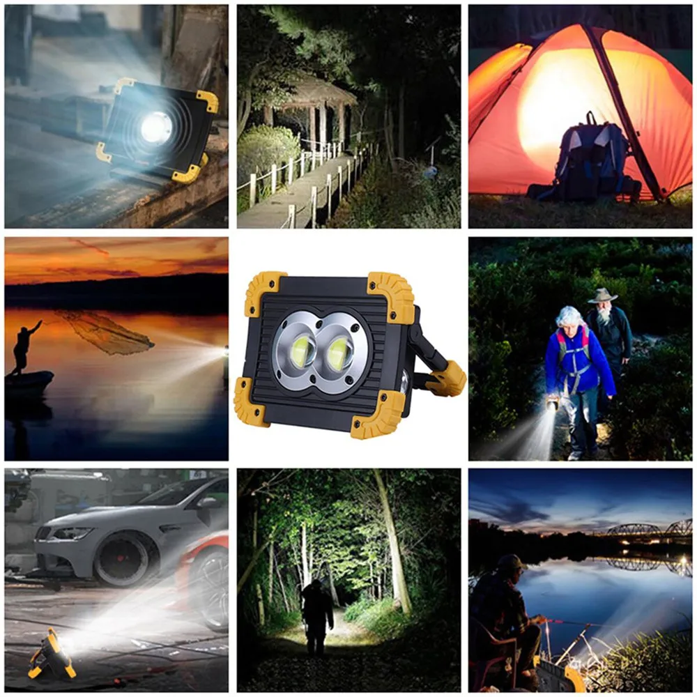 

100W Portable Spotlight USB Led Work Lamp Worklight Flashlight Rechargeable 18650 Battery Outdoor Camp Emergency Car Light