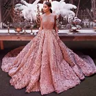 Розовое Пышное вечернее платье Дубай Средний Восток длинные платья для выпускного вечера арабские Свадебные платья 2020 платья с бисером и кристаллами
