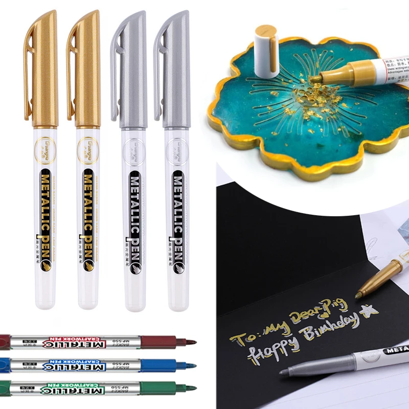 

Metallic Craft Pen Signature Greeting Card DIY Photo Album Marker Paint Gold Silver Color Children Toys Wedding Accounting Pen