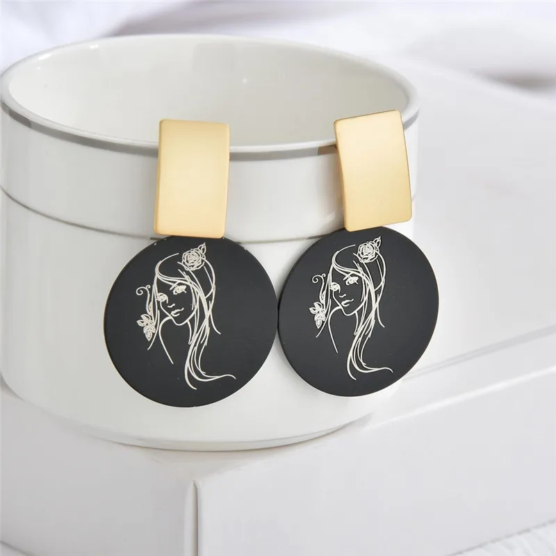 Женские длинные серьги в стиле хип хоп простые черные металлические с сердечками