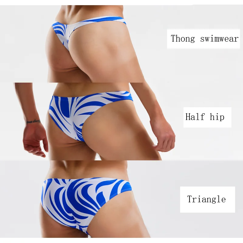 WD268 2021 new beach sexy men swimwear bikinis tight low waist half pack hip swimsuits hot gay thong swim trunks briefs | Спорт и